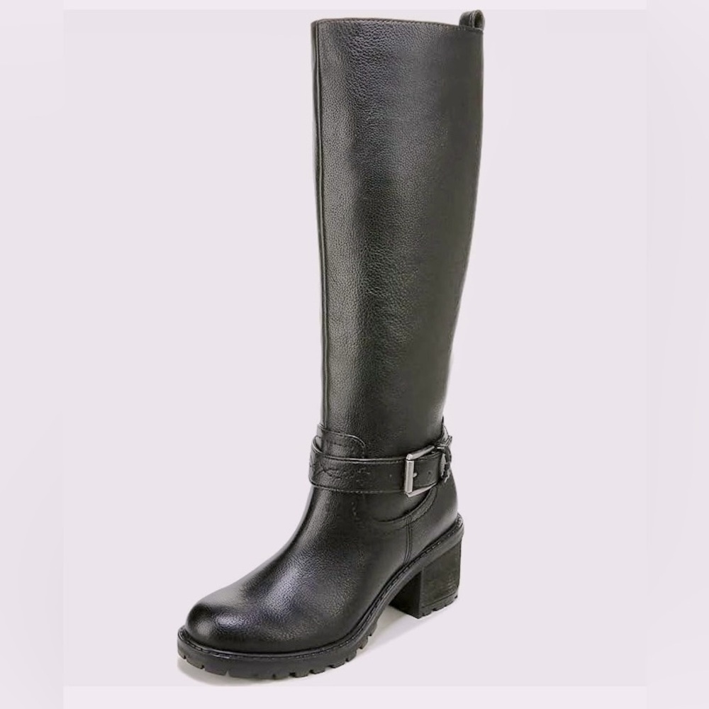 NEW ZODIAC Women's Georgia Knee High Vegan Leather Black Buckle Boots Size 6